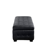 Diamond Sofa Zen Leather Lift Top Tufted Storage Trunk in Black