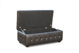 Diamond Sofa Zen Leather Lift Top Tufted Storage Trunk in Mocca