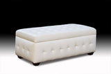 Diamond Sofa Zen Leather Lift Top Tufted Storage Trunk in White