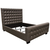 Diamond Sofa Zen Tufted Uphlstered Platform Bed w/Oversized Footboard in Elephant Grey Leatherette