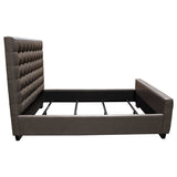 Diamond Sofa Zen Tufted Uphlstered Platform Bed w/Oversized Footboard in Elephant Grey Leatherette