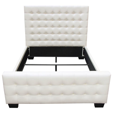 Diamond Sofa Zen Tufted Uphlstered Platform Bed w/Oversized Footboard in White Leatherette