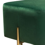 Diamond Sofa Zoe Square Accent Ottoman in Emerald Green Velvet w/Gold Metal Frame