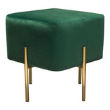 Diamond Sofa Zoe Square Accent Ottoman in Emerald Green Velvet w/Gold Metal Frame