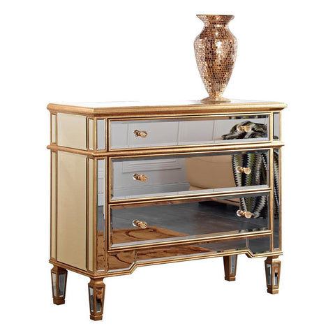 Elegant Lighting 3 Drawer Cabinet 42 in. x 16 in. x 36 in. in Gold Leaf
