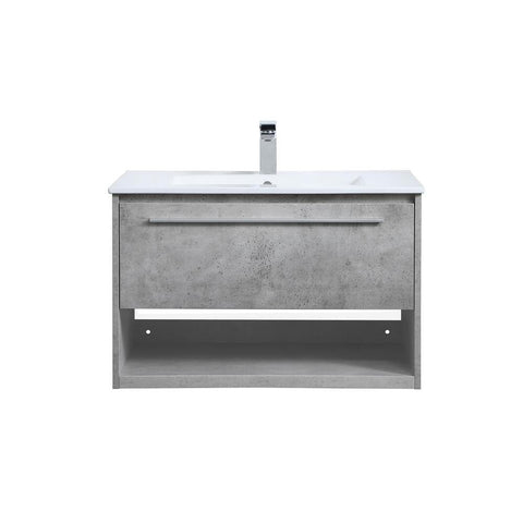 Elegant Lighting 30 inch  Single Bathroom Floating Vanity in Concrete Grey