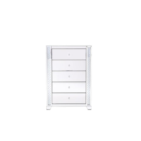 Elegant Lighting 34 in. clear crystal mirrored five drawer cabinet