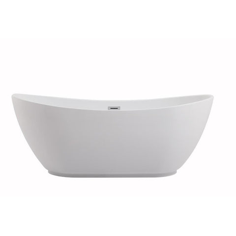Elegant Lighting 67 inch soaking bathtub in glossy white