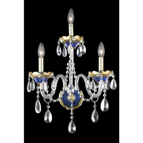 Elegant Lighting Alexandria 3 light Blue Wall Sconce Clear Royal Cut Crystal