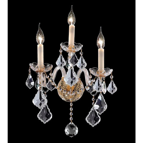 Elegant Lighting Alexandria 3 light Gold Wall Sconce Clear Elegant Cut Crystal