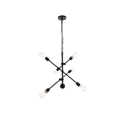 Elegant Lighting Axel 6 lights black pendant with chain