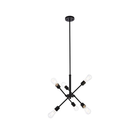 Elegant Lighting Axel 6 lights black pendant with hanging rod