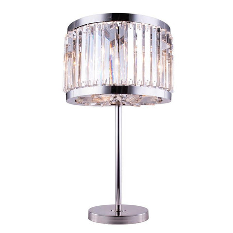 Elegant Lighting Chelsea 4 light Polished nickel Table Lamp Clear Royal Cut Crystal