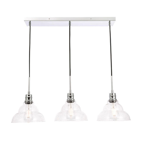 Elegant Lighting Clive 3 light Chrome and Clear seeded glass pendant
