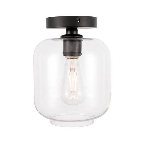 Elegant Lighting Collier 1 light Black and Clear glass Flush mount