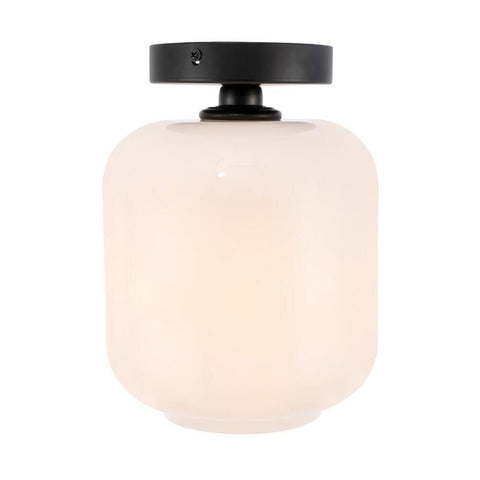 Elegant Lighting Collier 1 light Black and Frosted white glass Flush mount