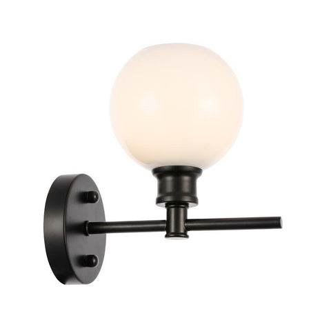 Elegant Lighting Collier 1 light Black and Frosted white glass Wall sconce