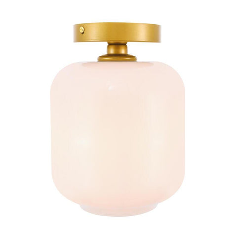 Elegant Lighting Collier 1 light Brass and Frosted white glass Flush mount