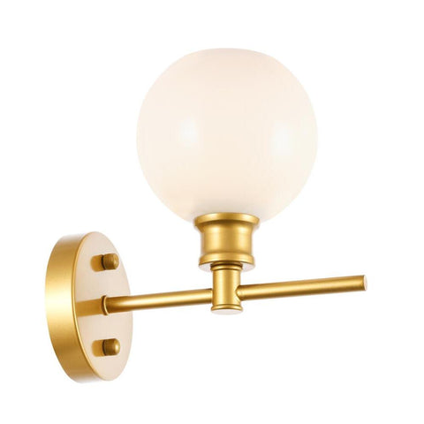 Elegant Lighting Collier 1 light Brass and Frosted white glass Wall sconce