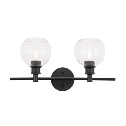 Elegant Lighting Collier 2 light Black and Clear glass Wall sconce
