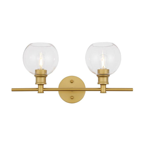 Elegant Lighting Collier 2 light Brass and Clear glass Wall sconce