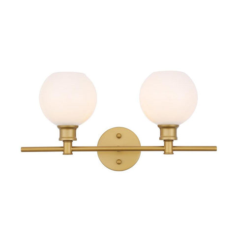 Elegant Lighting Collier 2 light Brass and Frosted white glass Wall sconce