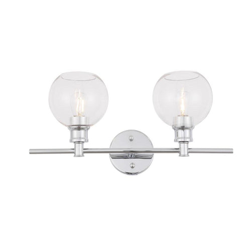 Elegant Lighting Collier 2 light Chrome and Clear glass Wall sconce