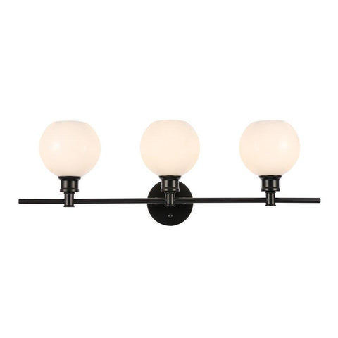 Elegant Lighting Collier 3 light Black and Frosted white glass Wall sconce