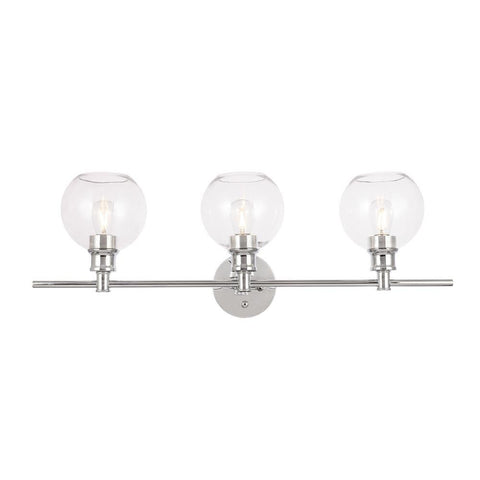 Elegant Lighting Collier 3 light Chrome and Clear glass Wall sconce