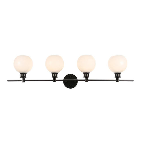 Elegant Lighting Collier 4 light Black and Frosted white glass Wall sconce