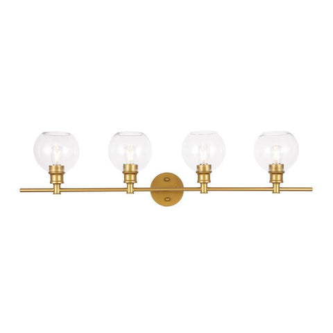 Elegant Lighting Collier 4 light Brass and Clear glass Wall sconce