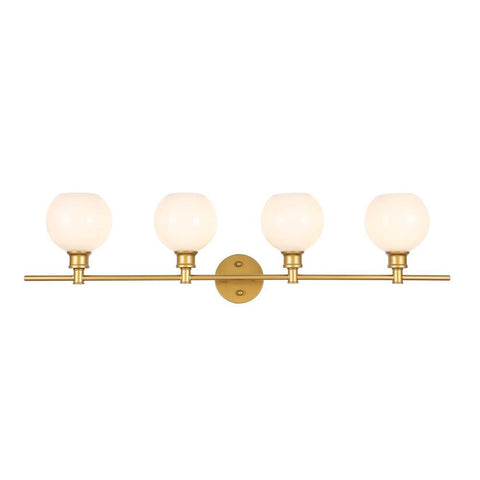 Elegant Lighting Collier 4 light Brass and Frosted white glass Wall sconce