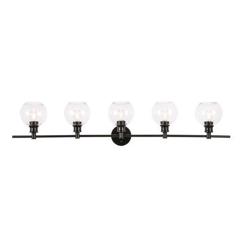 Elegant Lighting Collier 5 light Black and Clear glass Wall sconce