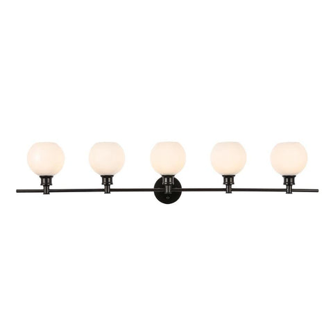 Elegant Lighting Collier 5 light Black and Frosted white glass Wall sconce