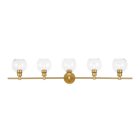 Elegant Lighting Collier 5 light Brass and Clear glass Wall sconce