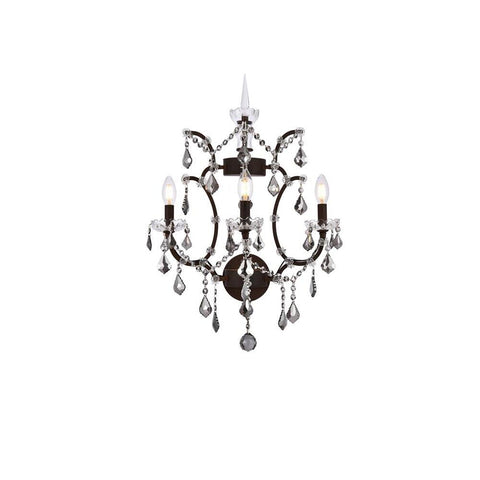 Elegant Lighting Elena 3 light Rustic Intent Wall Sconce Silver Shade (Grey) Royal Cut crystal