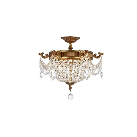 Elegant Lighting Esperanza 3 light French Gold Flush Mount Clear Elegant Cut Crystal