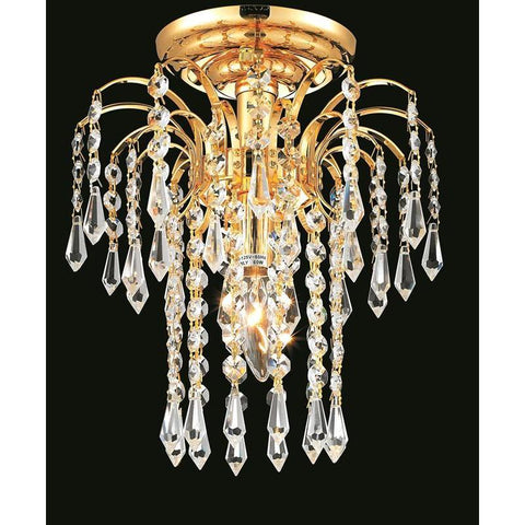 Elegant Lighting Falls 1 light Gold Flush Mount Clear Royal Cut Crystal