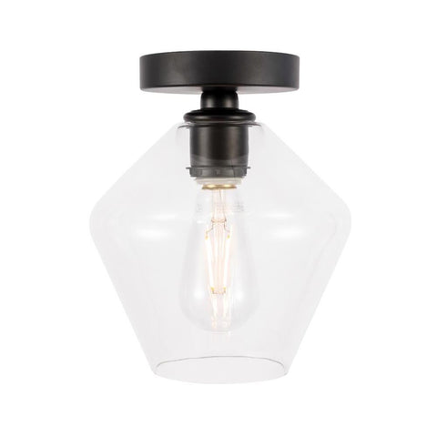 Elegant Lighting Gene 1 light Black and Clear glass Flush mount