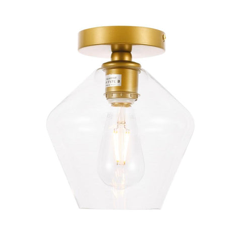 Elegant Lighting Gene 1 light Brass and Clear glass Flush mount