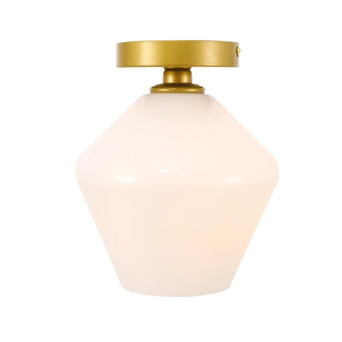 Elegant Lighting Gene 1 light Brass and Frosted white glass Flush mount