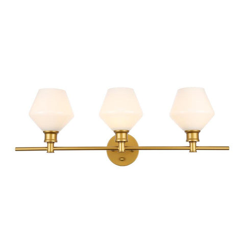 Elegant Lighting Gene 3 light Brass and Frosted white glass Wall sconce