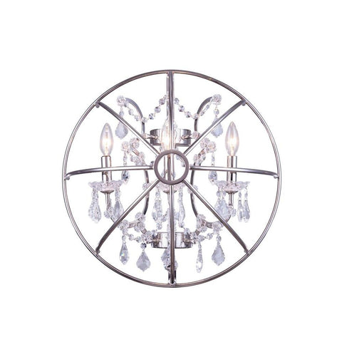 Elegant Lighting Geneva 3 light Polished nickel Wall Sconce Clear Royal Cut crystal