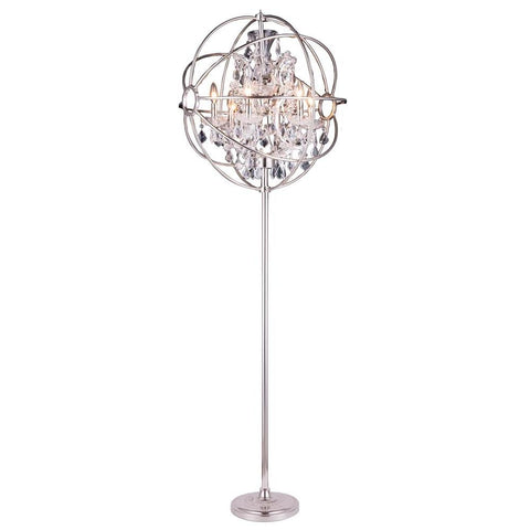 Elegant Lighting Geneva 6 light Polished nickel Floor Lamp Clear Royal Cut crystal