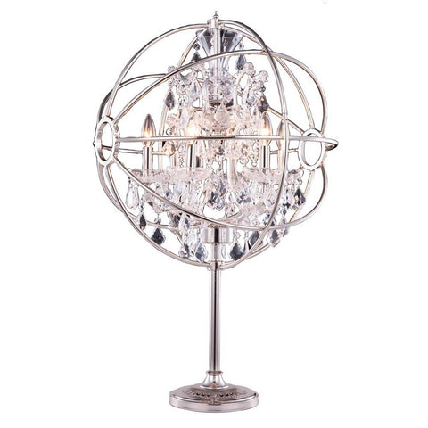 Elegant Lighting Geneva 6 light Polished nickel Table Lamp Clear Royal Cut crystal