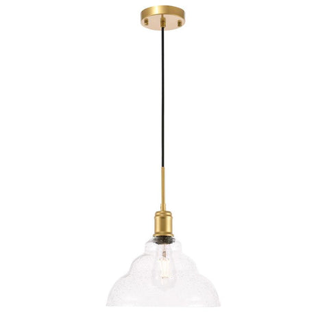 Elegant Lighting Gil 1 light Brass and Clear seeded glass pendant