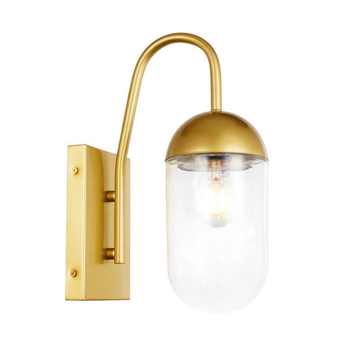Elegant Lighting Kace 1 light Brass and Clear glass wall sconce