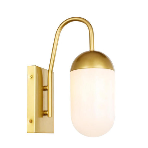 Elegant Lighting Kace 1 light Brass and frosted white glass wall sconce