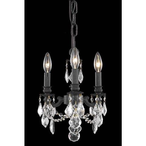 Elegant Lighting Lillie 3 light Dark Bronze Pendant Clear Swarovski Elements Crystal