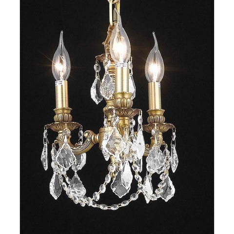 Elegant Lighting Lillie 3 light French Gold Pendant Clear Elegant Cut Crystal